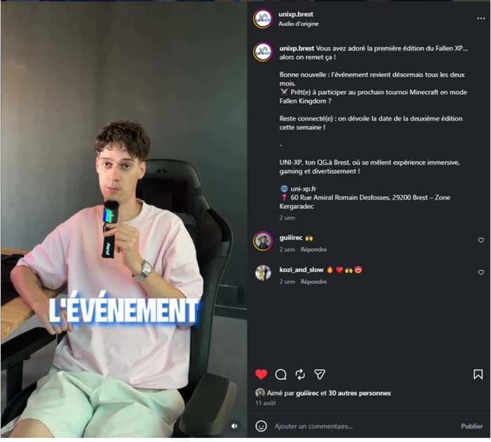 Vidéo réseaux sociaux annonçant FallenXP
